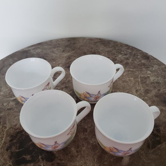 VINTAGE ARCOPAL FRANCE 4 sets Floral Teacup & Saucer Pastels Cottagecore Coastal - Picture 5 of 8
